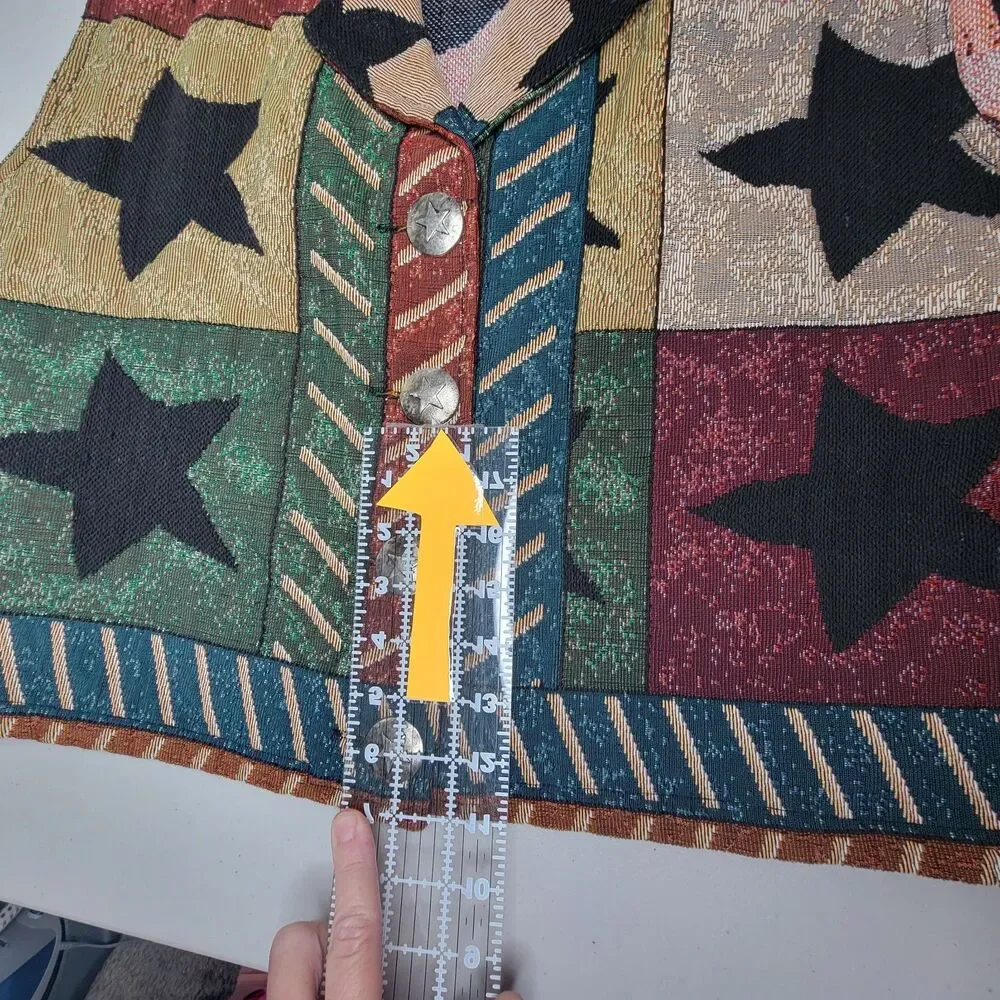 Vintage Don’t Mess With Texas  XL Tapestry Vest Western Star Patchwork Stars 90s